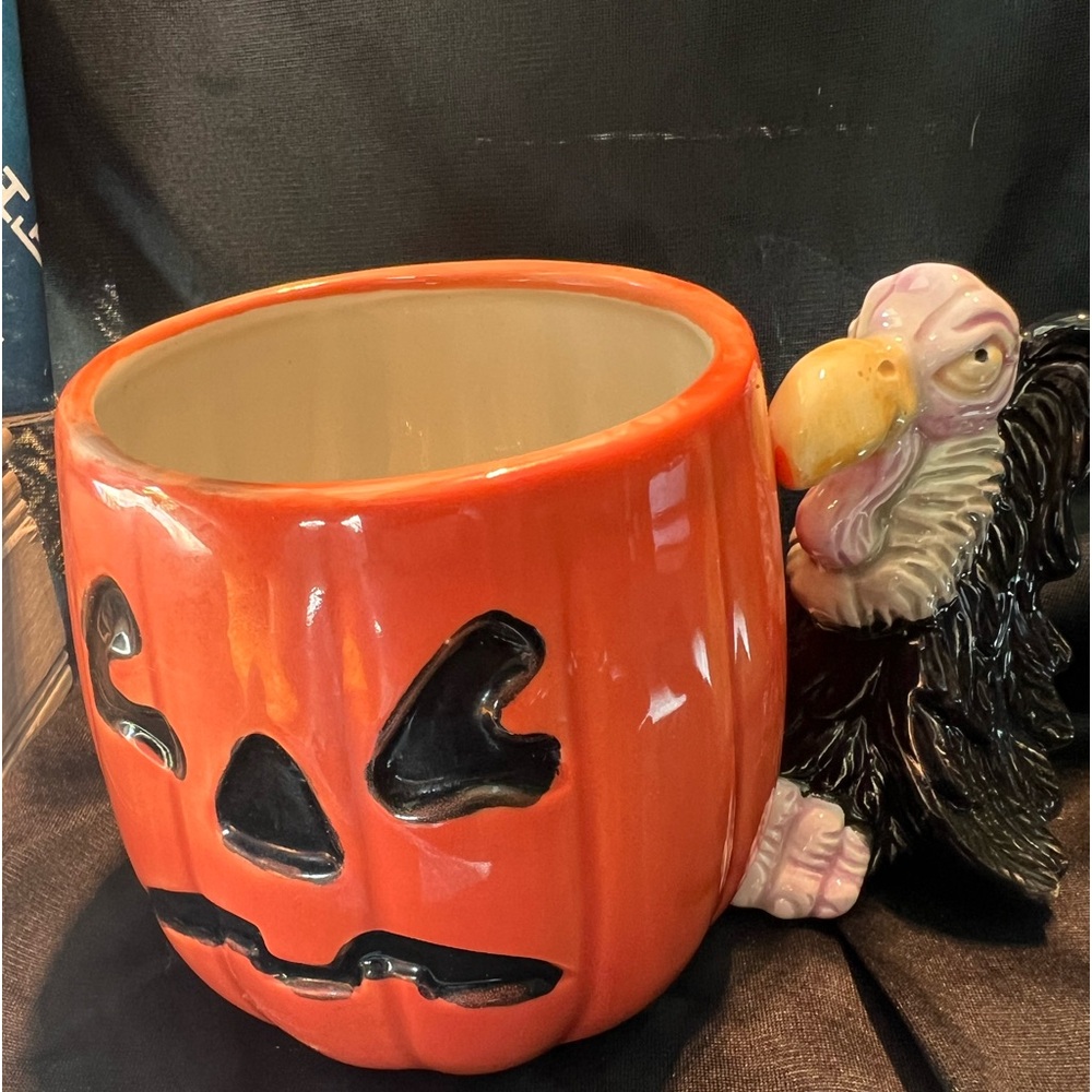VTG! Fitz & Floyd Pumpkin & Buzzard Halloween Mug (1988) 20/500